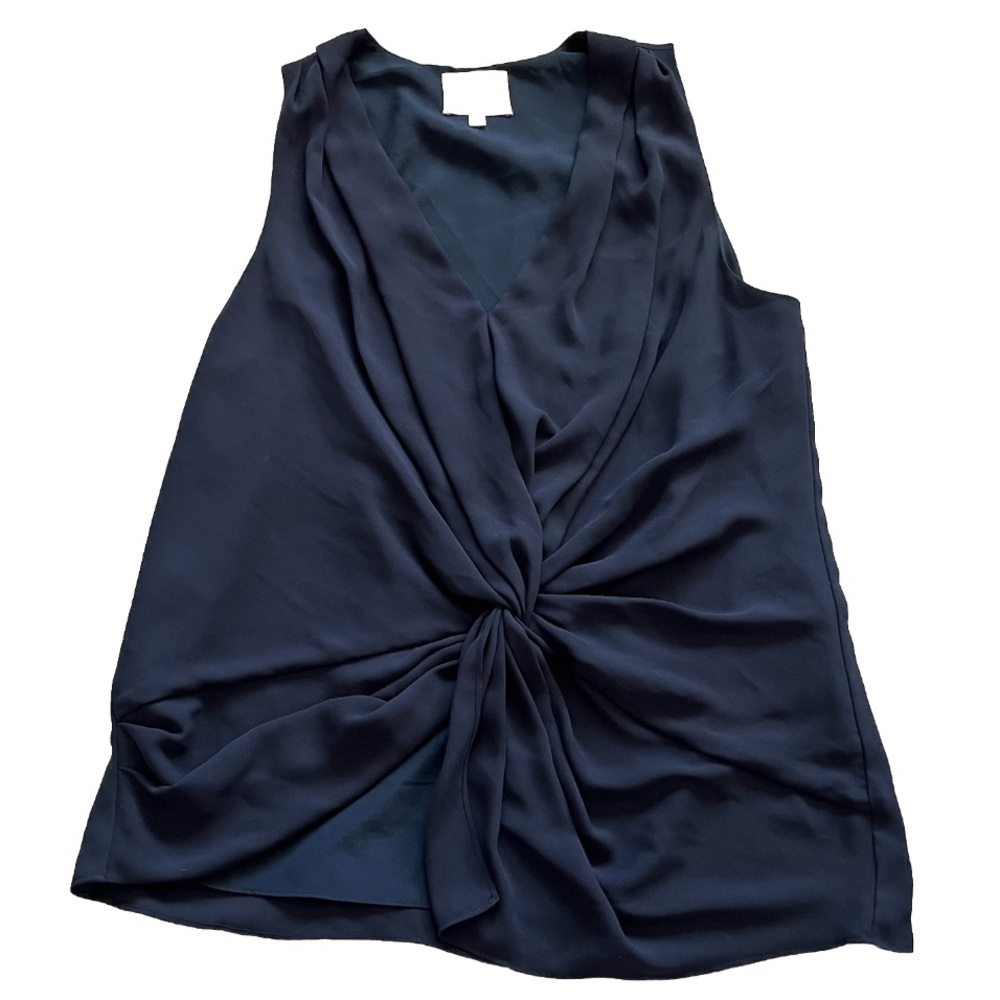 CINQ A SEPT NAVY KNOT TOP SIZE SMALL SOPHISTICATED CHIC CLASSIC FEMININE - Picture 2 of 8